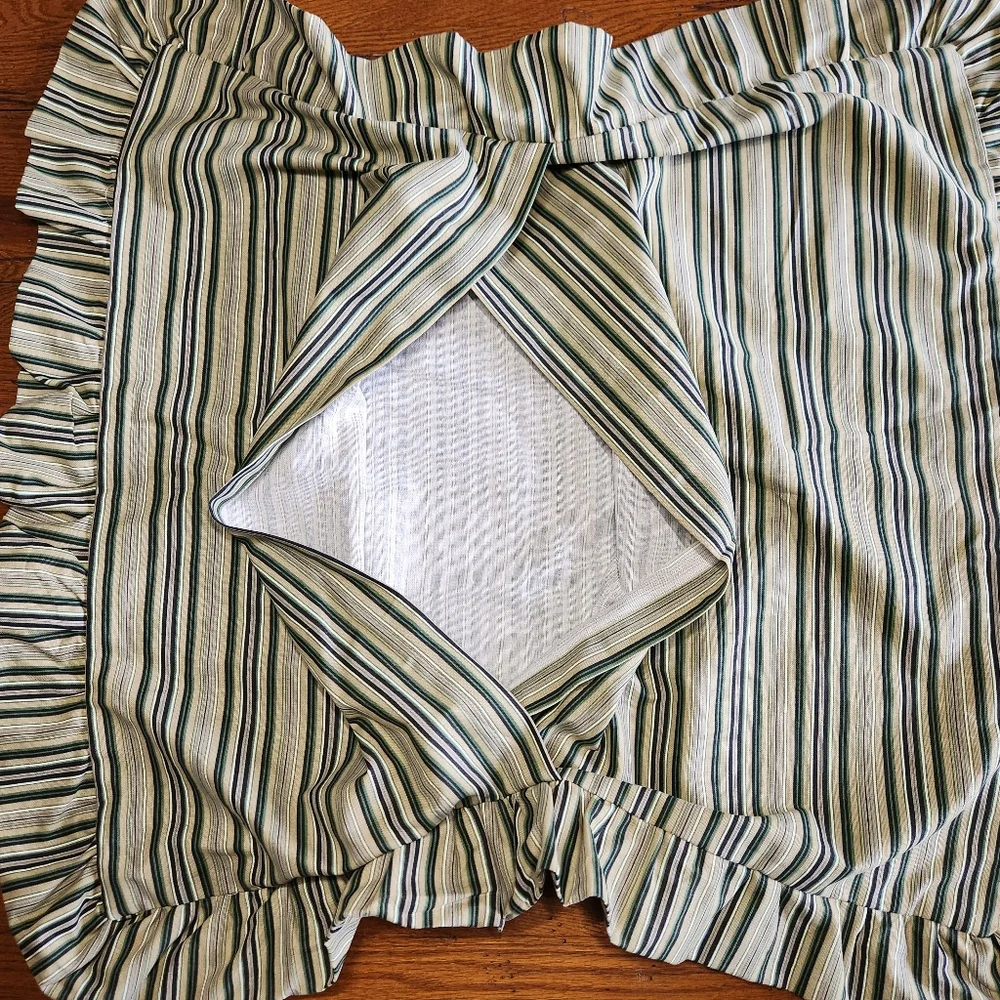 Waverly Williamsburg Garden Images III Striped Ruffled Euro Pillow Sham NWOT